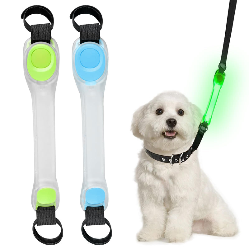 Pack of 2 safety LED light bands for dogs and cats, USB rechargeable safety light collar for dogs, LED light bands for pets with Velcro fastener, easy to attach to collar, leash, harness - BeesActive Australia