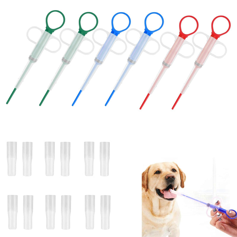 AHEJIOO Pack of 6 tablet dispensers for cats, worm treatment for cats, tablet dispensers for cats, Surefeed, swallowing aid tablets, feeder pet pusher (six pieces in three colours). - BeesActive Australia