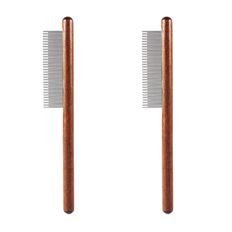 Zynewa Pack of 2 Pet Wooden Comb, Cat Comb, Wooden Dog Comb, Stainless Steel Needle Teeth, Pet Grooming Brush for Short/Long Hair, Pet Flea Comb - BeesActive Australia