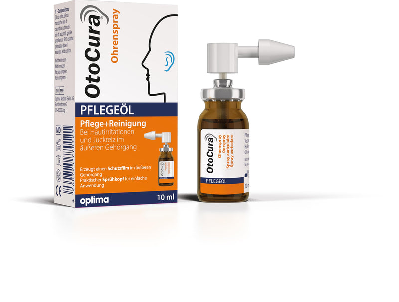 OtoCura ear spray 10 ml, ear cleaner made from olive oil, almond oil and calendula oil for ear cleaning and care of the outer ear canal - Design 2024 Ear Spray Original 2024 - BeesActive Australia