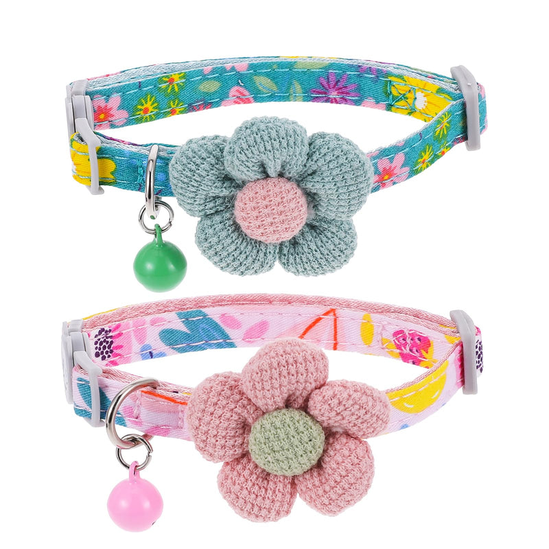 Pack of 2 cat collars with flowers, cat flowers, cat collars with bells, cat collars, soft adjustable flower bow tie collars, cat collar, adjustable - BeesActive Australia