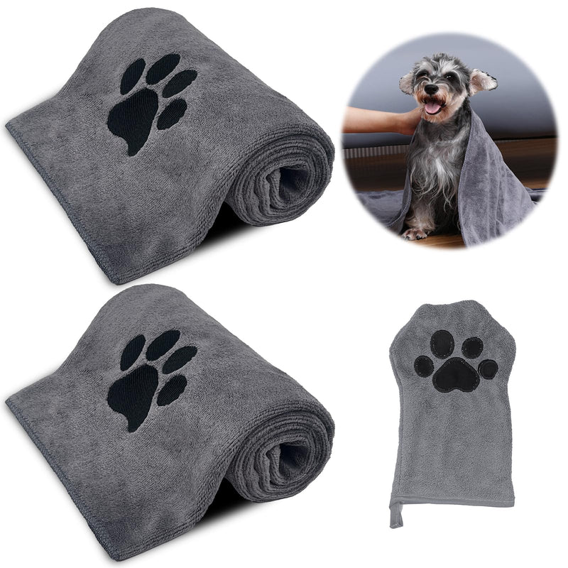 NVGVUP Pack of 3 Dog Towels Machine Washable, Gray Dog Towel Extra Absorbent, Dog Accessories for Dog Shower, Microfiber Towel Small for Dogs and Cats, for Small Medium Large Dogs - BeesActive Australia