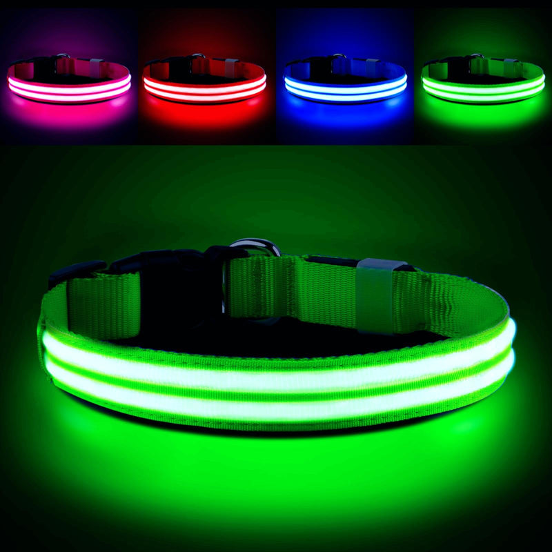 PcEoTllar Rechargeable Dog Light Collar, Luminous Dog Collar, Illuminated LED Collar for Dogs for Small Medium Large Dogs, Dog Light Collar, Waterproof, 3 Light Modes, Green-M M - BeesActive Australia
