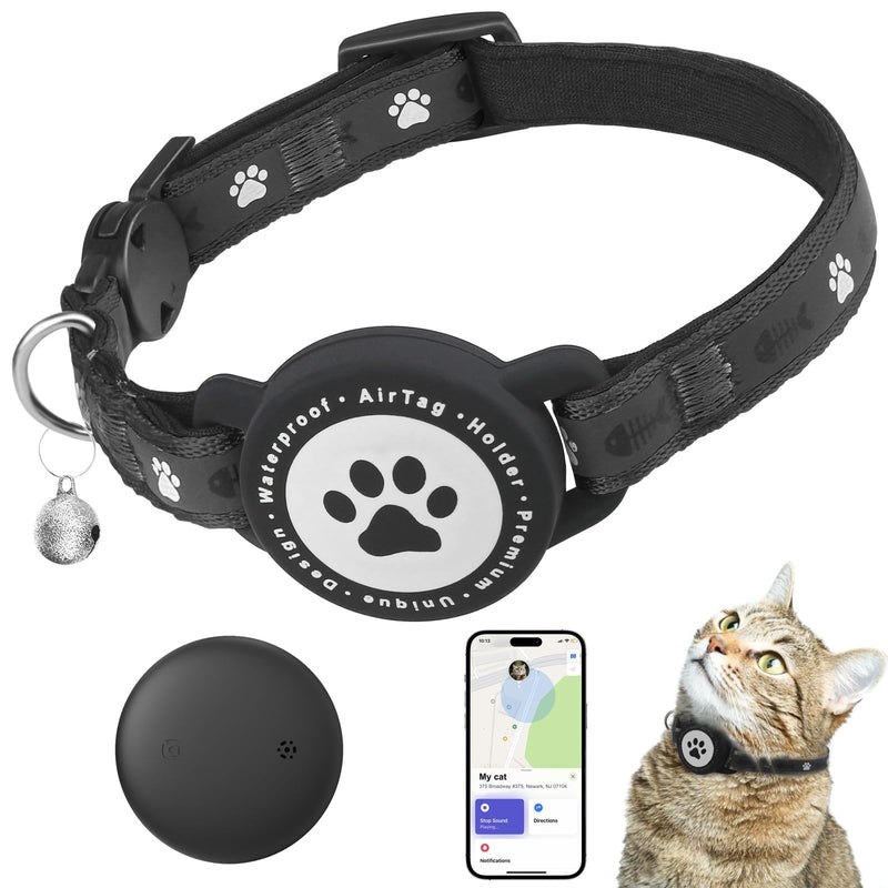 JIARUI Cat Tracker (1 Pack) GPS Tracker for Cats No Monthly Fee Works with Apple Find My (iOS only) GPS Tracking Device with Breakaway Collar for Cats 1 Pack - BeesActive Australia