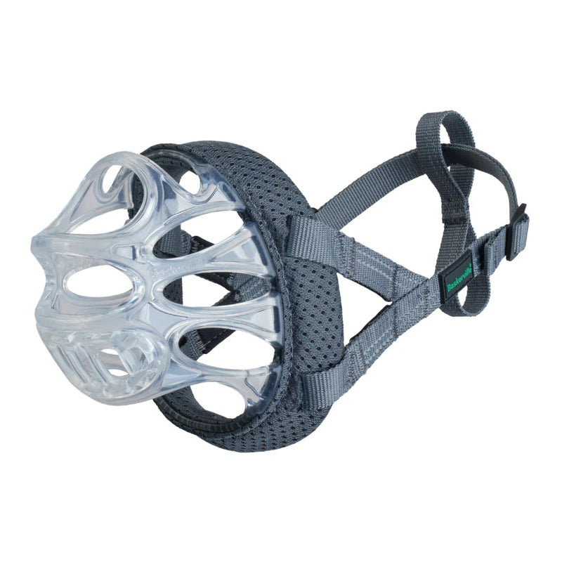 Baskerville INVISA Muzzle - Patented Dog Friendly Design, Dogs Can Pant/Drink, Adjustable Padded Muzzle for Medium Dogs, Prevents Biting and Groping (Size 3) Clear - BeesActive Australia