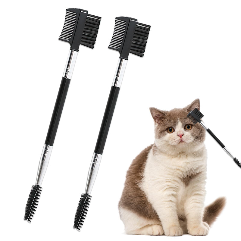 Pack of 2 tear stain removal comb, dog tear stain remover comb, double-sided dog eye comb brush, grooming pets, double-sided comb for mucus and removing crusts. (Black) - BeesActive Australia