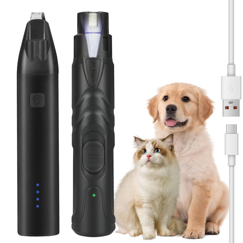 Dog paw trimmer set, paw trimmer for dogs with 3 LED lights, claw grinder for dogs with LED, 2 speeds, quieter, precise trimming, paw care set dog for cats and dogs - BeesActive Australia