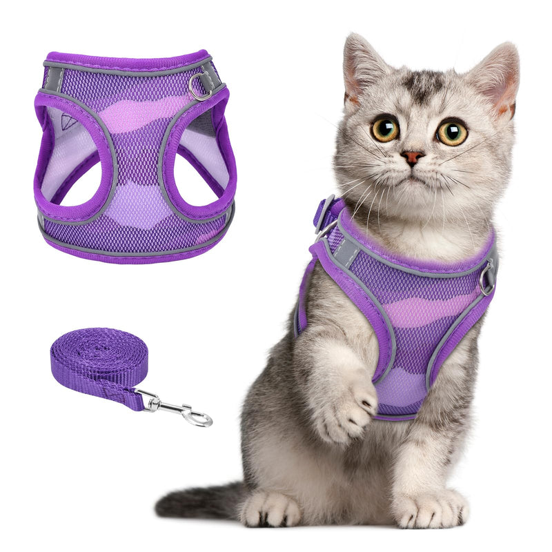 Brifit Cat Harness with Leash, Cat Harness, Cat Leash with Reflective Stripes and Breathable Mesh, Adjustable Cat Chest Harness, Soft Harness for Cats, Kittens, Dogs, Upgraded Purple XS - BeesActive Australia