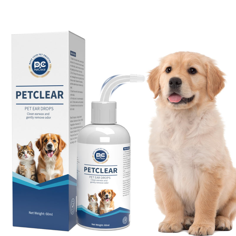 PCpetclear Ear Cleaner for Dogs & Cats 60ml, Stop Ear Inflammation and Itching, Dog Earwax, Dirt, Odor Remover - BeesActive Australia