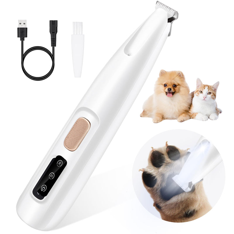 Tolesum Pet Hair Trimmer with LED Light, USB Rechargeable Paw Trimmer for Dogs, Paw Trim Pro, Quiet Waterproof Dog Paw Trimmer for Dogs, Cats, Paws, Ears, Face, Body, Paws - BeesActive Australia