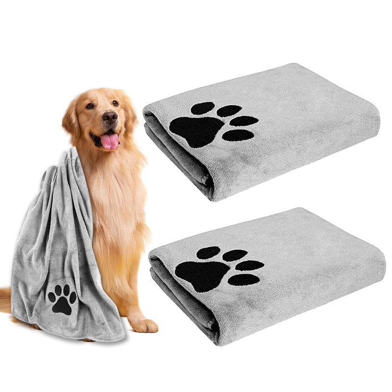 Thoquene Pack of 2 dog towels, 75 x 35 cm, dog accessories, extra absorbent towel for dogs - BeesActive Australia