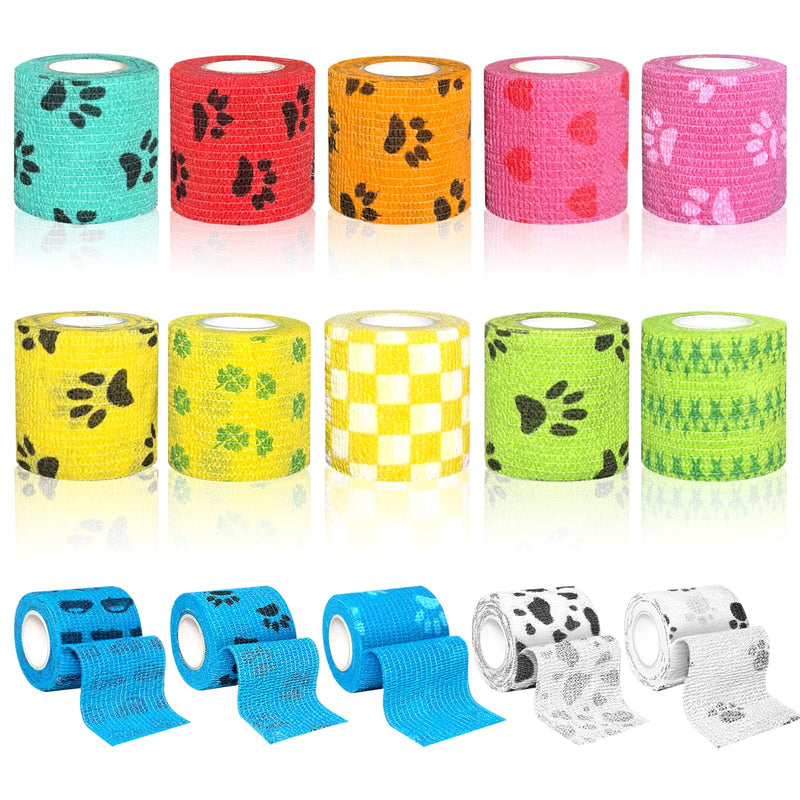 Aevcvok 15 rolls of self-adhesive bandage, 5 cm x 4.5 m, cohesive bandage, fixing bandage, self-adhesive for pets, tape, self-adhesive elastic bandage for sports, wrist, ankle, fingers (coloured), multi-coloured - BeesActive Australia