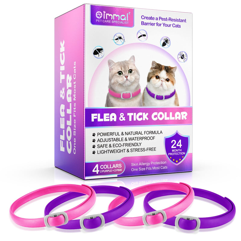 Flea collar for cats (4 pieces) - prevention of fleas and ticks for cats - flea collar - treatment of fleas - 24 months protection - BeesActive Australia
