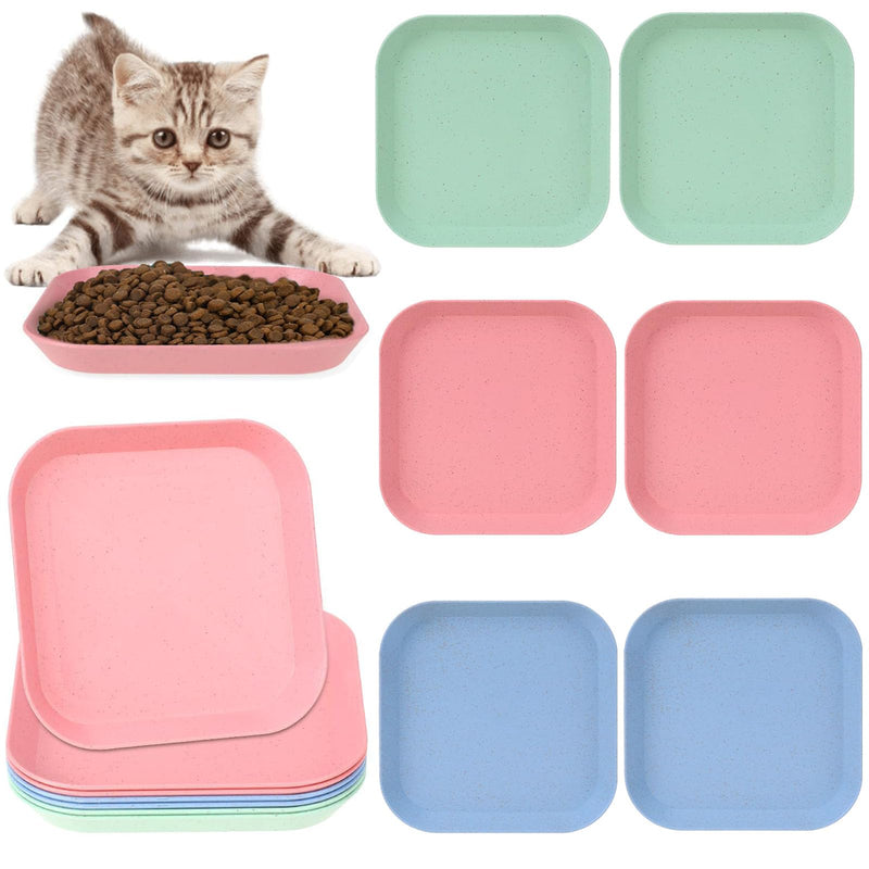 PWCTNT Cat Bowl, Pack of 6 Cat Feeding Bowls, Flat Cat Feeding Bowl, Square Cat Bowl, Colorful Cat Bowl Set, Simple Cat Bowl, Cat Plate, Cat Bowl for Kittens and Short-Legged Cats - BeesActive Australia