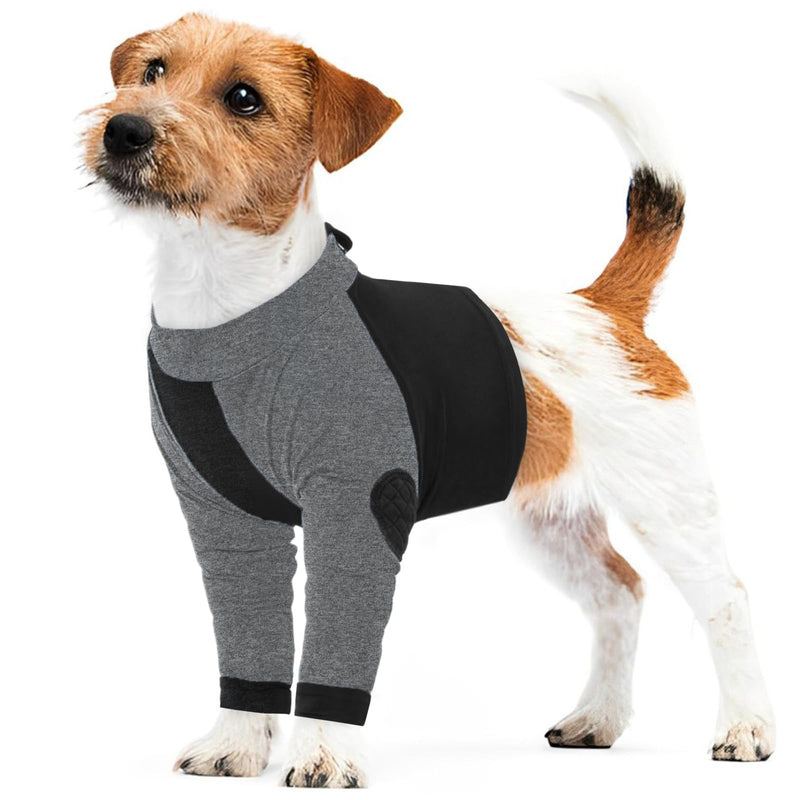 LeLePet Dog Front Leg Recovery Sleeve Elbow Protector Surgical Recovery Suit Dog Leg Wound Joint Protector Anti Licking Short Dog Suit Leg Brace Black Medium - BeesActive Australia