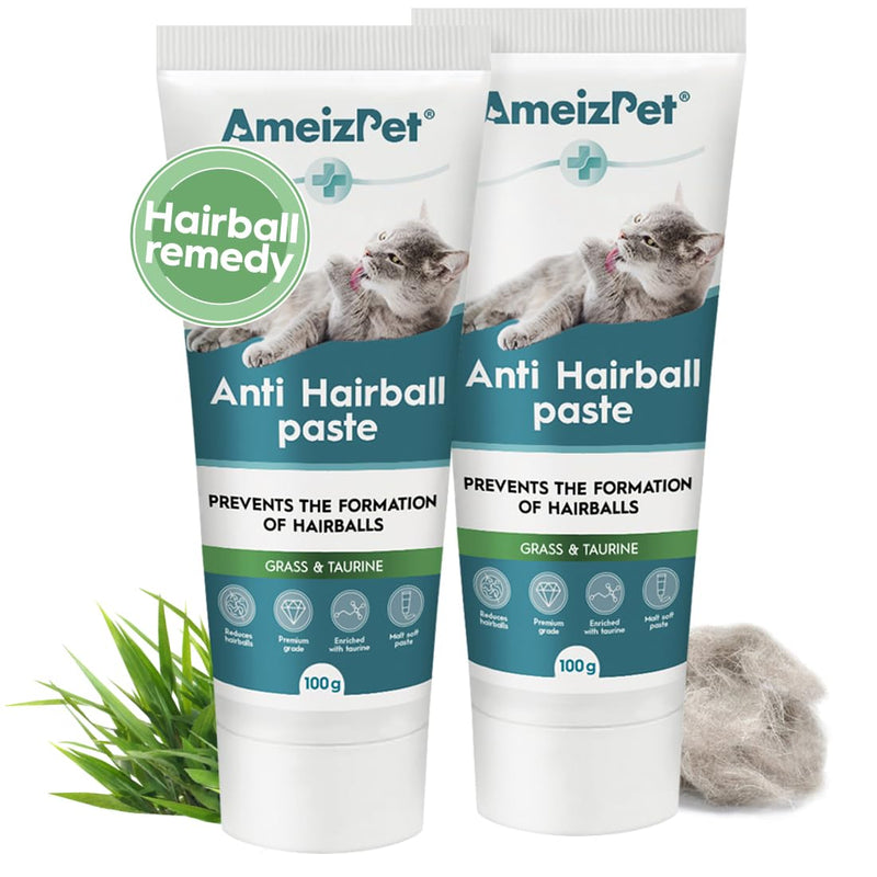 AmeizPet malt paste for cats anti-hairball, cat pastes with malt extract - cat malt agent against hairballs with taurine and grass, 2 pieces x 100g (3.52 oz) grass & taurine - BeesActive Australia