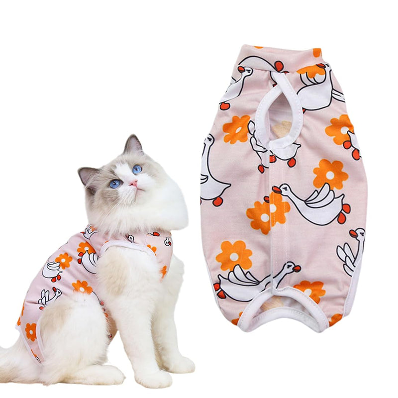 WUSJCOF Cat Surgical Recovery Suit Collar Alternative for Cats Dogs Post Surgery Wear Pajama Suit Home Indoor Pets Clothing White Swan (M) - BeesActive Australia
