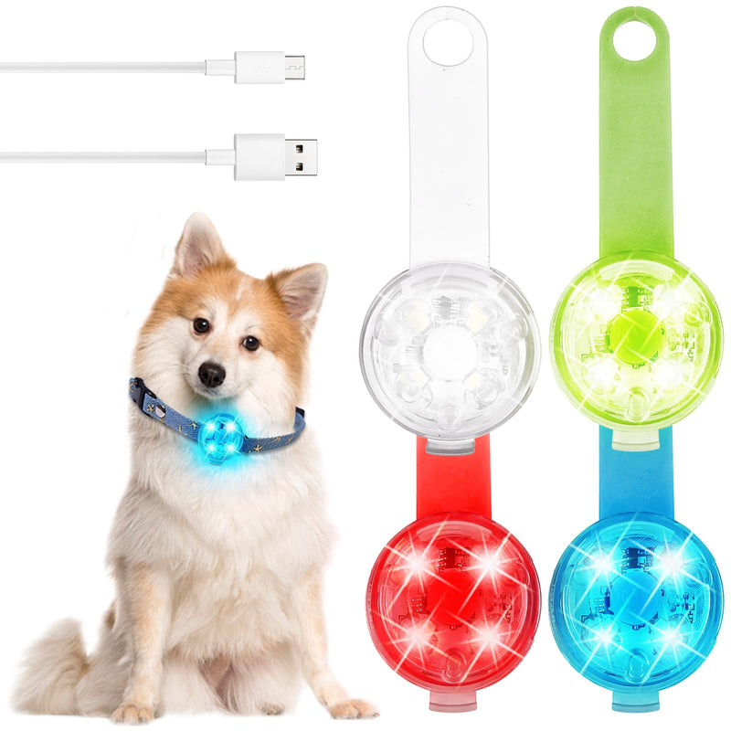 GAOUTO Pack of 4 dog light pendants, 4 modes USB rechargeable LED flashing light dog light, waterproof light pendant dog, safety light LED dog collar lights for nighttime dog walks - BeesActive Australia