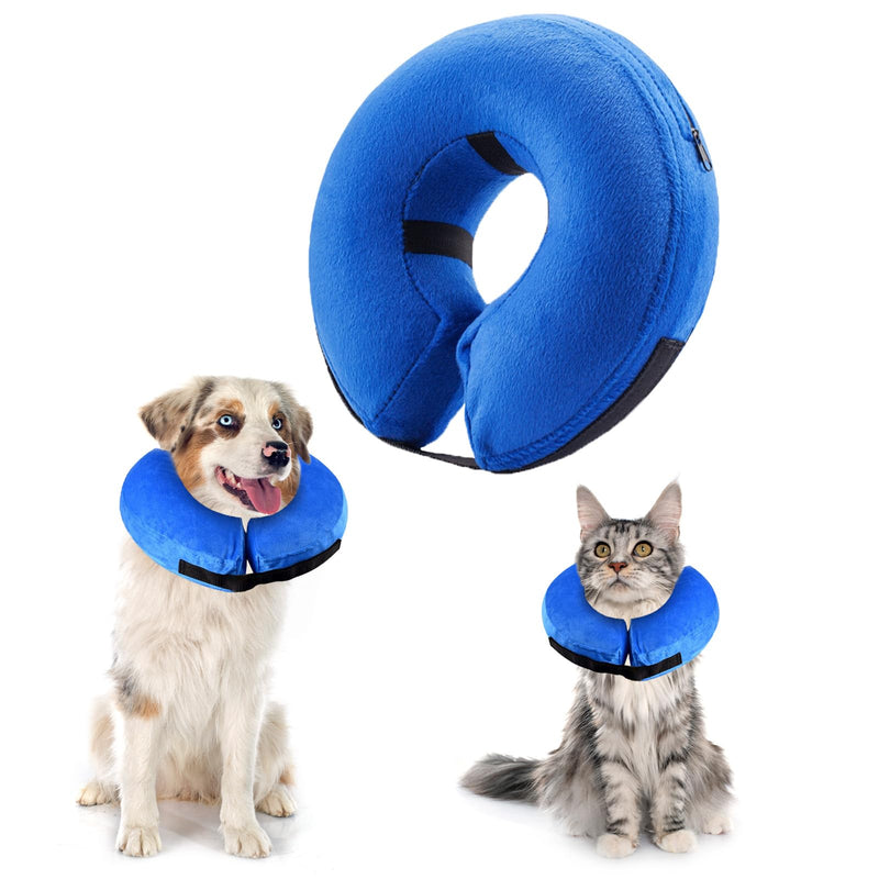 panemy Inflatable Dog Neck Brace & Cat Neck Brace, Dog Neck Brace with Adjustable Velcro Fastener, Dog Neck Brace, Suitable for Operations or Wound Healing, Anti-Biting and Anti-Licking Blue L - BeesActive Australia