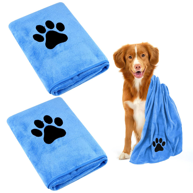 Dog towel, pack of 2 dog towels, extra absorbent for dogs and cats, blue, quick-drying pet microfibre towels, dog towel for cats, dogs or other pets (100 x 50 cm) 100 x 50 cm - BeesActive Australia