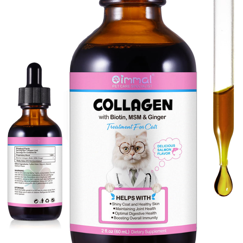 Collagen for Cats, Cat Collagen Skin and Coat Supplement, Itching Relief for Cats, Daily Collagen Drops Supports Joints and Digestive System Health, 60ml - BeesActive Australia