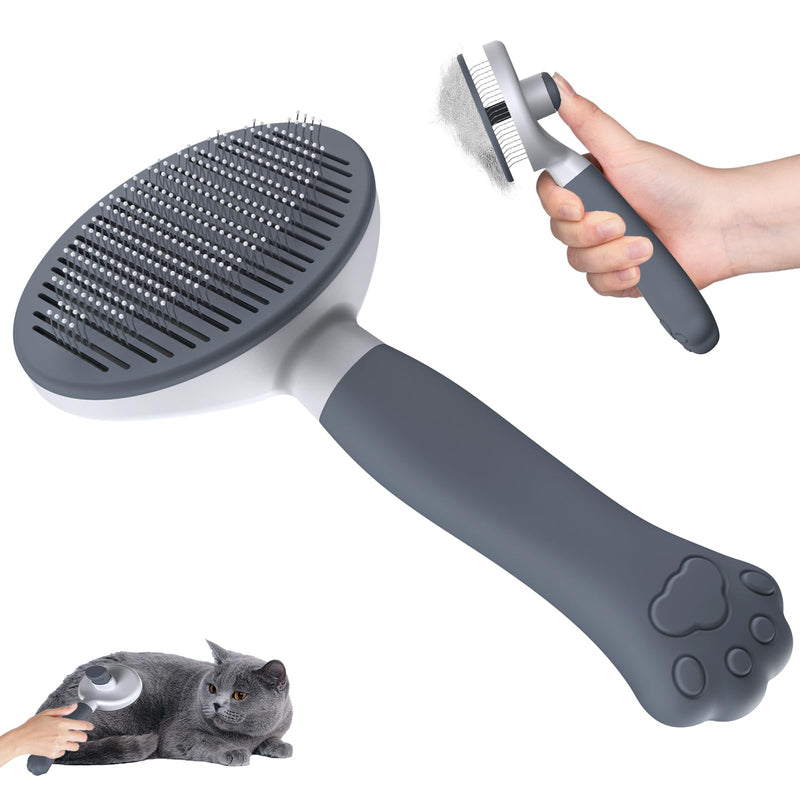 Zivacate Cat Brush Dog Brush [Ergonomic Handle & One-Click Cleaning & Patented Design] Self-cleaning brush for short and long-haired dogs/cats/rabbits, undercoat brush (dark gray) Dark Grey - BeesActive Australia