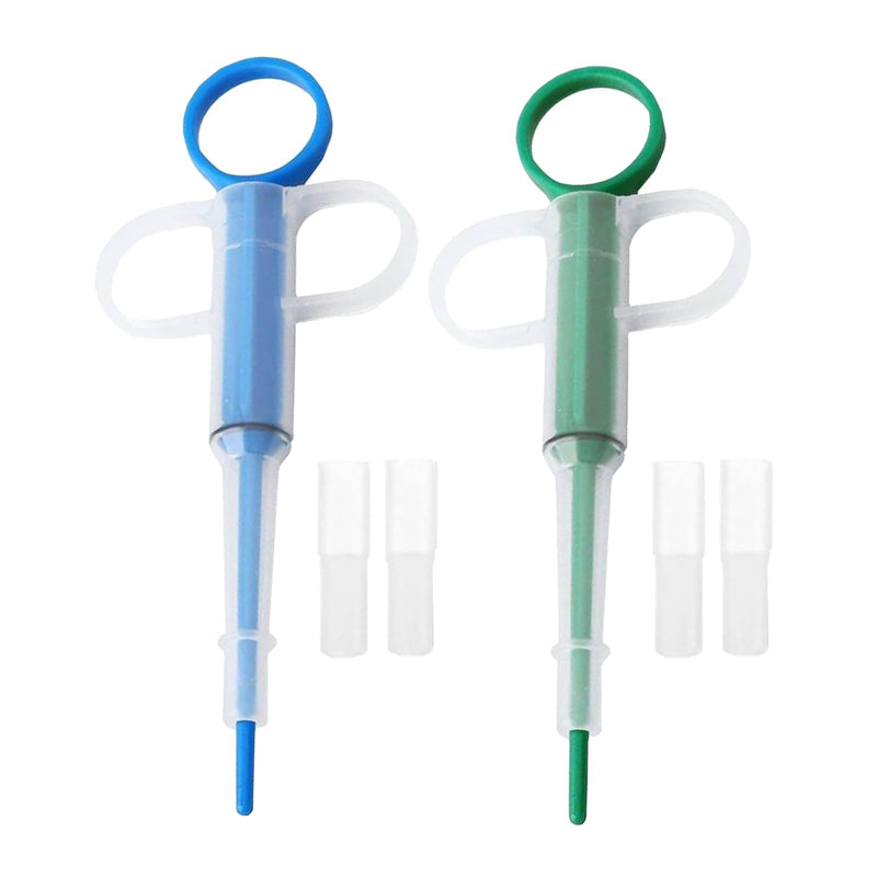 Pack of 2 tablet dispensers for cats, tablet dispensers for cats, pill assist cat pusher syringe, medication feeder, safety for small dogs, cats, pet swallowing aids (green, blue) - BeesActive Australia