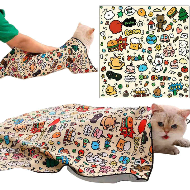 BAOSROY Cat Grooming Wrap, Cat Grooming Wrap, Cat Grooming Cloth, Cat Wrap for Cutting Nails Cat Grooming Cloth, Cat Nail Clipping Grooming Wrap, Cat Restraints for Nail Clipping, Self-Adhesive Cat Wrap - BeesActive Australia