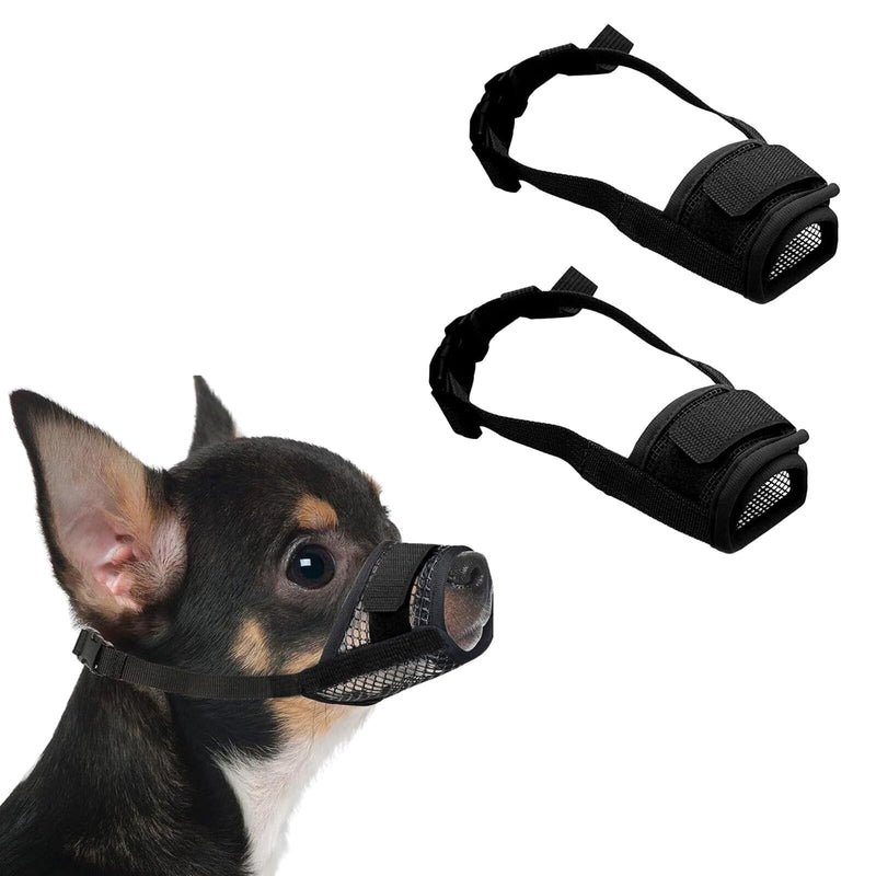 KEYRI Pack of 2 Muzzles for Dogs Adjustable Loop Soft Muzzle Prevents Biting Allows Panting Drinking and Barking Mesh Muzzle for Small Large and Dogs (Black, Small) Black - BeesActive Australia