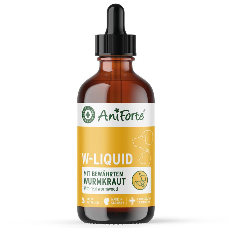 AniForte Worm Herb W-Liquid Drops Liquid - natural alternative for dogs, cats, pets, supports & harmonizes the stomach after worm infestation, Made in Germany, 50ml - BeesActive Australia