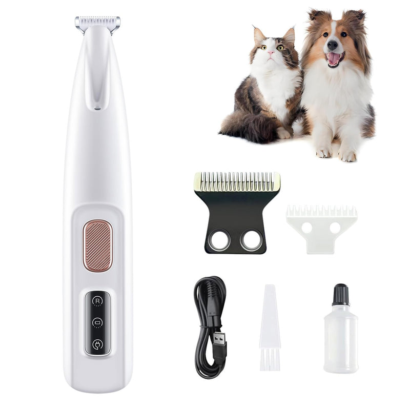 NXPUXP Pet Hair Trimmer, Dog Paw Trimmer, Pet Razor for Dog and Cat Paws, Ears, Face and Body (White) - BeesActive Australia