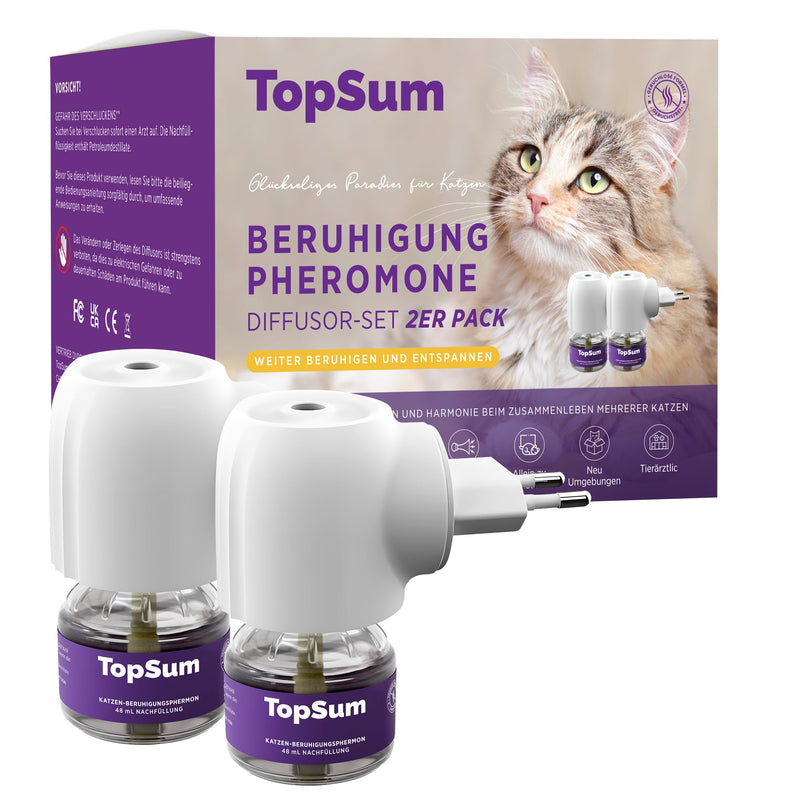 TopSum Pheromones Cat Diffuser Kit: Cat Pheromones Starter Set - Relaxation & Anti-Stress Agent for Cats - Cat Calming Diffuser Kit - Cat Anti-Stress Pheromones, 2 Pack (Purple) Purple - BeesActive Australia