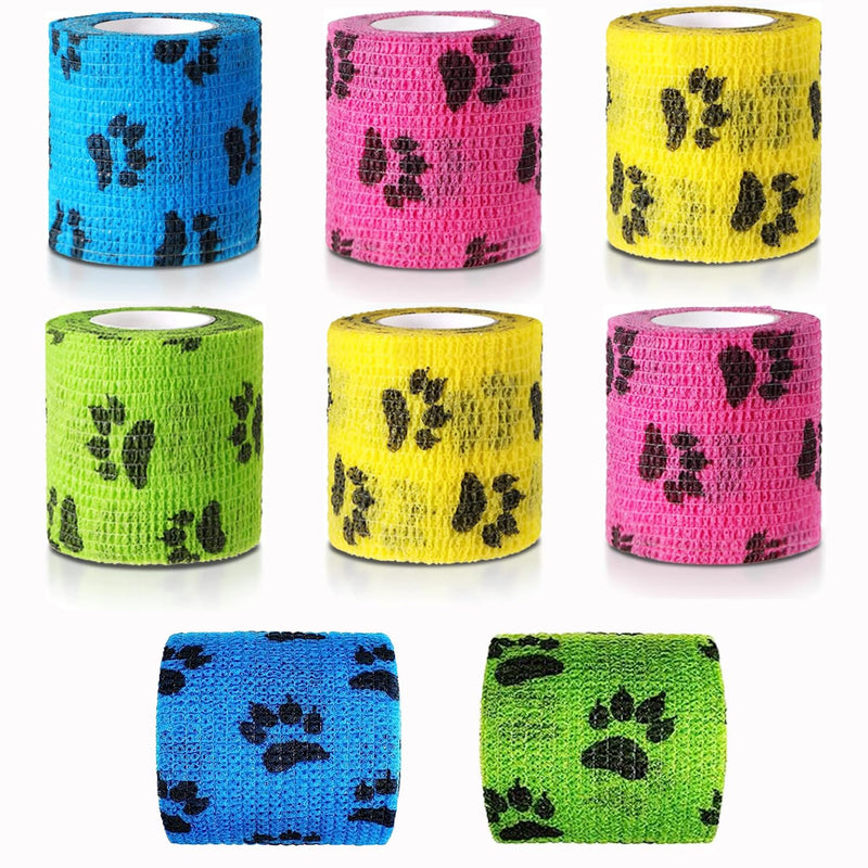 SIGANDG Pack of 8 Self-Adhesive Bandage for Dog Vet Wrap Pet Cohesive Bandage Self-Adhesive Bandage for Pet Horse Cohesive Bandages Elastic Bandage Adhesive Bandage for Wrist Ankle Finger - BeesActive Australia