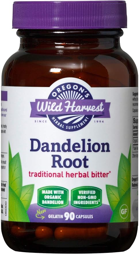 Organic Dandelion Root - Traditional Herbal Bitter, 90 Vcaps,(Oregon's Wild Harvest) by Oregon's Wild Harvest - BeesActive Australia