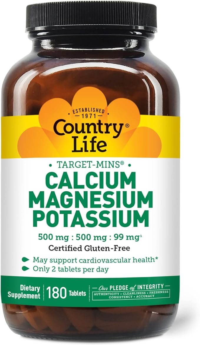 Overseas Direct Delivery Country Life Cal-Mag-Potassium Target-Mins, 180 Tabs - BeesActive Australia