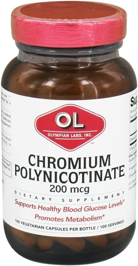 Olympian Labs Chromium Polynicotinate 200 mcg 100 Vegetarian Capsules - BeesActive Australia
