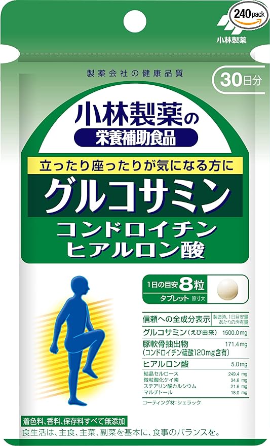 Kobayashi Pharmaceutical's nutritional supplement glucosamine chondroitin hyaluronic acid approximately 30 days supply 240 tablets - BeesActive Australia