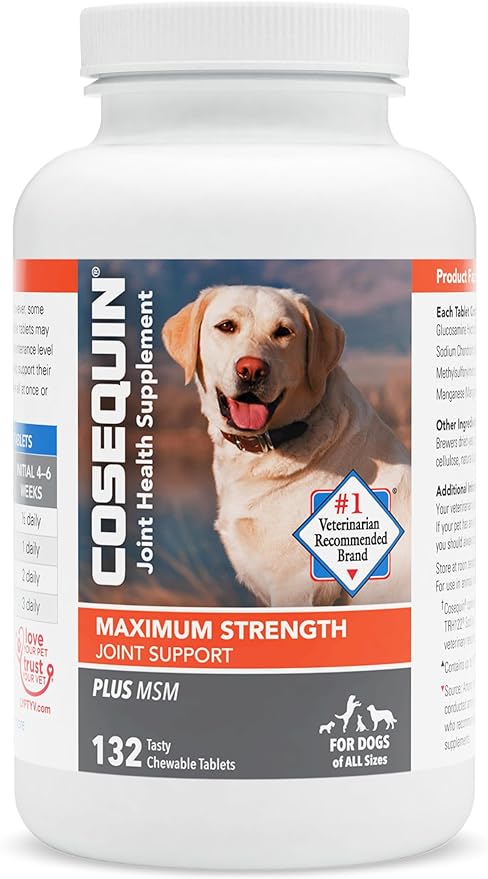 Nutramax Cosequin DS PLUS MSM Joint Health Supplement for Dogs of All Sizes - 132 Chewable Tablets - BeesActive Australia