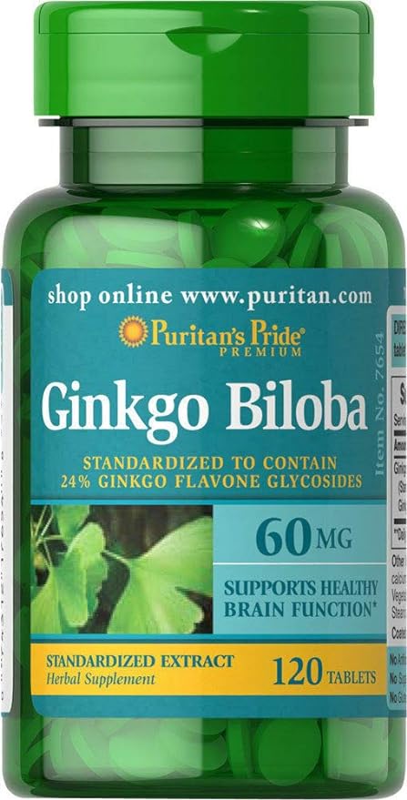 Puritan's Pride Ginkgo Biloba Extract (Ginkgo Biloba), 60mg, 120 Tablets - BeesActive Australia