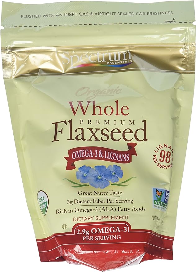 Spectrum Essentials Organic Whole Flaxseed, 15 Ounce by Spectrum - BeesActive Australia