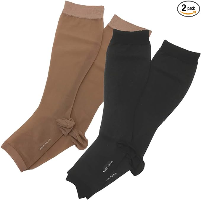 Medical Elastic Stockings rekkusufitto Thin Socks Toe Free Low Pressure Large Light Beige 1023 - BeesActive Australia