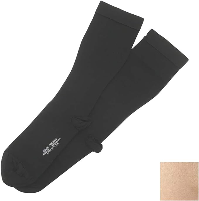 Rexfit thin high socks with toes, LL size, black color, class I 15-20mmHg - BeesActive Australia