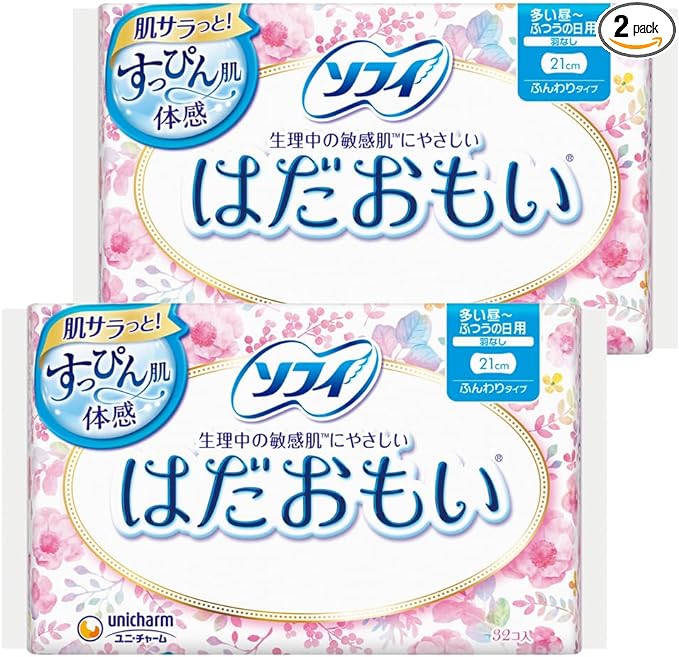 Sofy Hadaomomi, For Many Daytime Use, Wingless, 8.3 inches (21 cm), 32 Packs x 2 Packs (Unicharm Sofy) - BeesActive Australia
