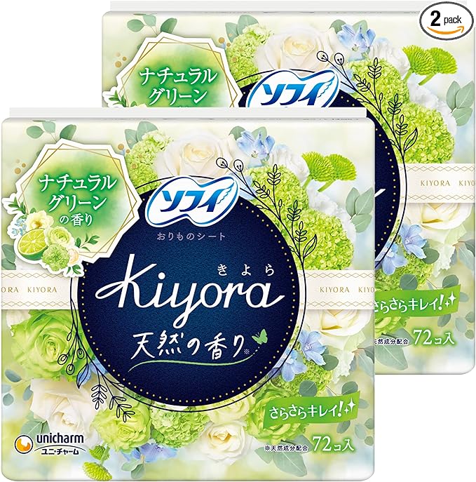 Sofy Kiyora Green Fresh 72 Packs x 2 Packs (Bulk Purchase) (Unicharm Sofy) - BeesActive Australia