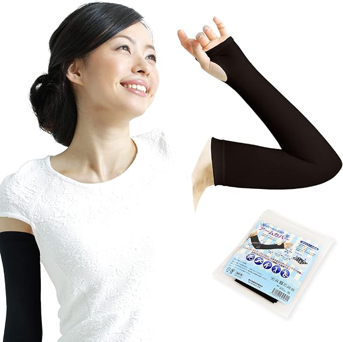 Yumehan Cooling Arm Cover, UPF 50+ UV Protection, Up to 99.9%, Absorbent, Quick Drying, Xylitol, Vaporization Heat Cooling, Genuine Product, Quick and Refreshing Arm Cover, Finger Holes, Left and - BeesActive Australia
