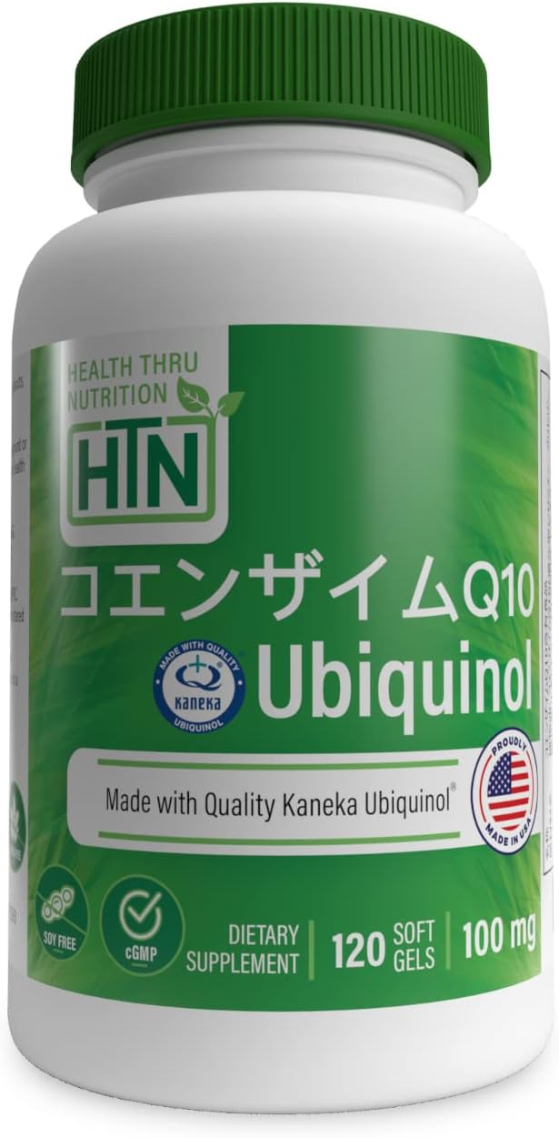 Health Thru Nutrition Ubiquinol 100mg - Kaneka Reduced Coenzyme Q10 Enhanced Bioavailability, Coenzyme Q10, Non-GMO, Soy-Free (120 Softgels) - BeesActive Australia