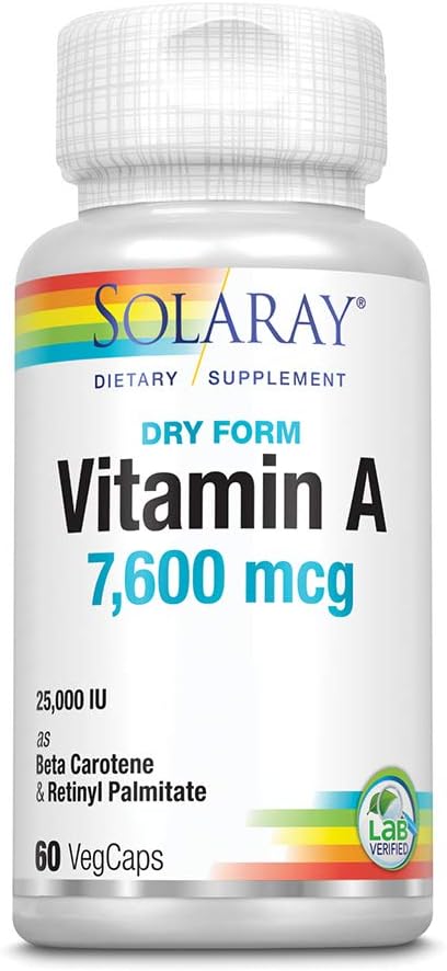 Solaray - Dry Vitamin A 25000 IU - 60 Capsules - BeesActive Australia