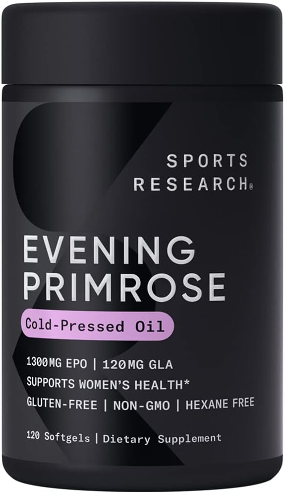 Sports Research Evening Primrose Oil 1300mg 120 Liquid Softgels; Helps Maintain Healthy Skin, Prostaglandin levels GMO & Gluten Free, Made in the USA - BeesActive Australia