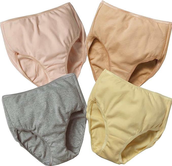 Cervin 100% Cotton Deep Soft Smooth Knit Panties, 4 Color Set, M - BeesActive Australia