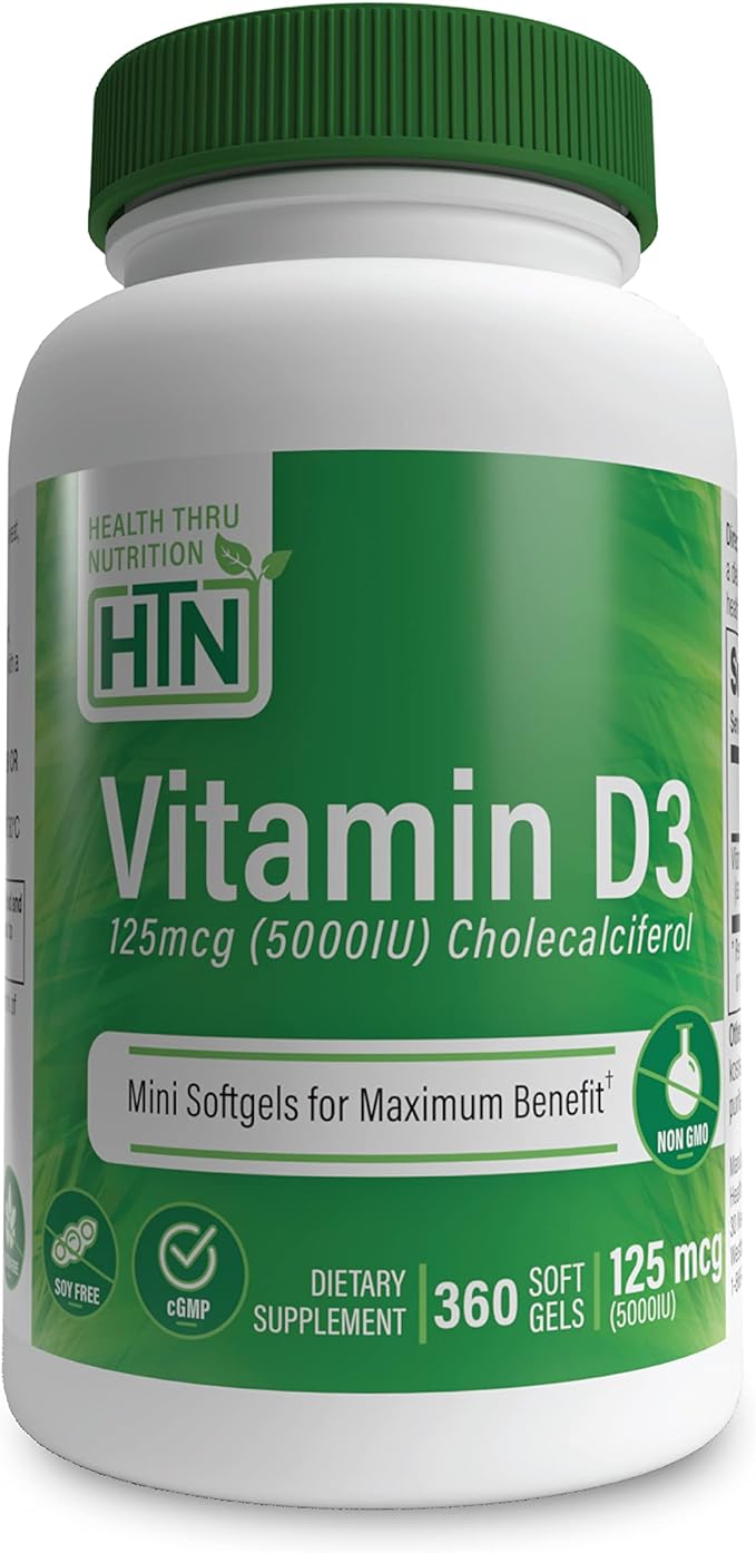 Health Thru Nutrition Vitamin D3 5000 Iu, No GMO, 360 Mini Softgels, No Soy, USP Grade Natural Vitamin D - BeesActive Australia